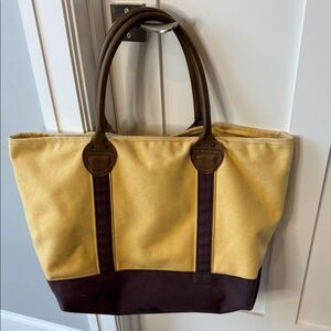 Restoration Hardware Large Canvas Leather Handle Tote Bag